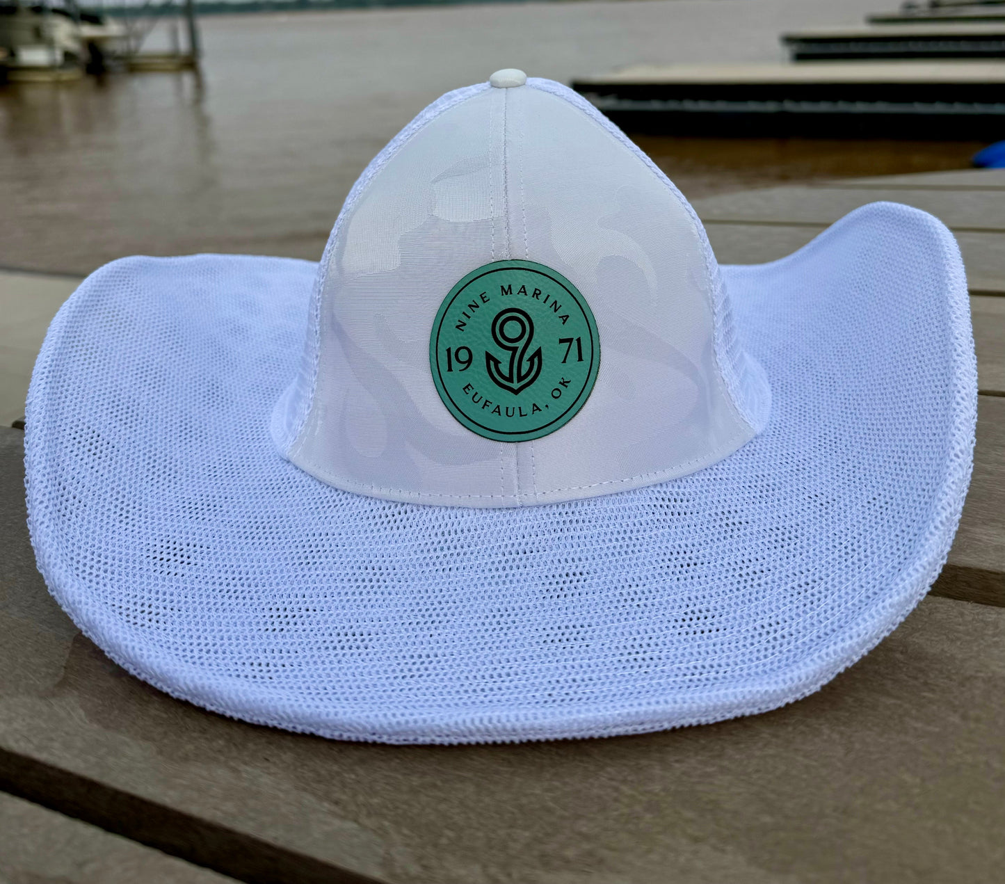 CS BRANDED - TURQ LEAHTER BADGE LOGO ON WHITE CAMO