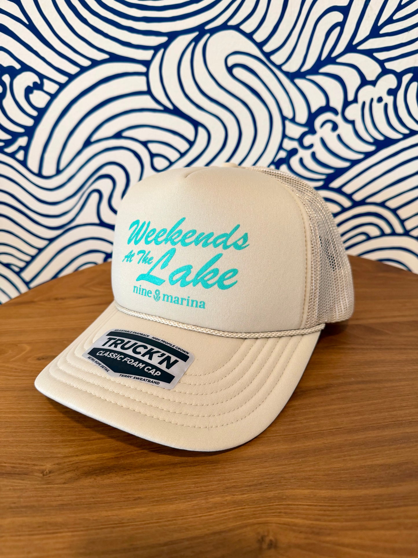 BRANDED - HAT 9 WEEKENDS AT THE LAKE TURQ/CREAM
