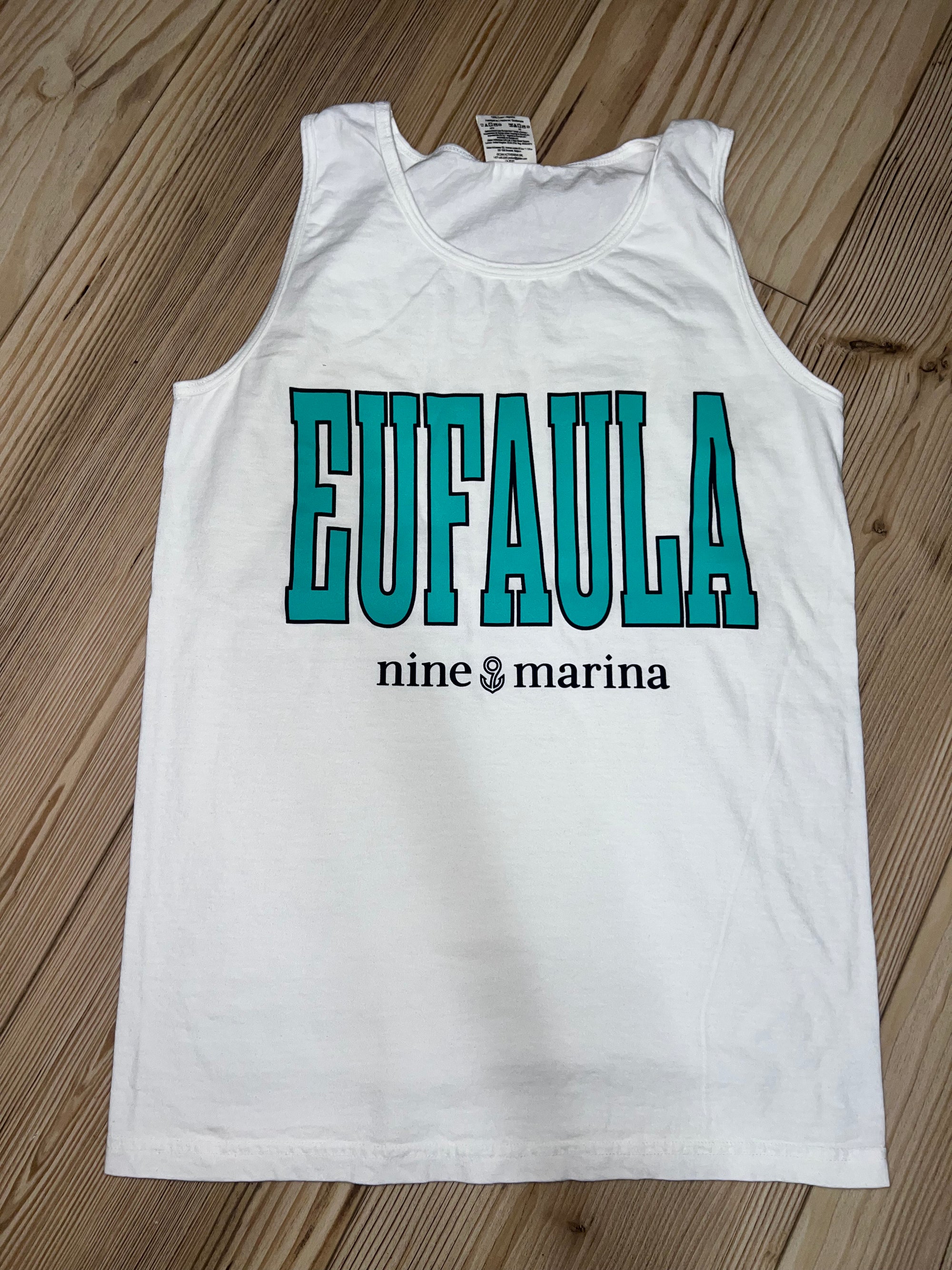 BRANDED TEE - EUFAULA TURQ ON WHITE TEE/TANK