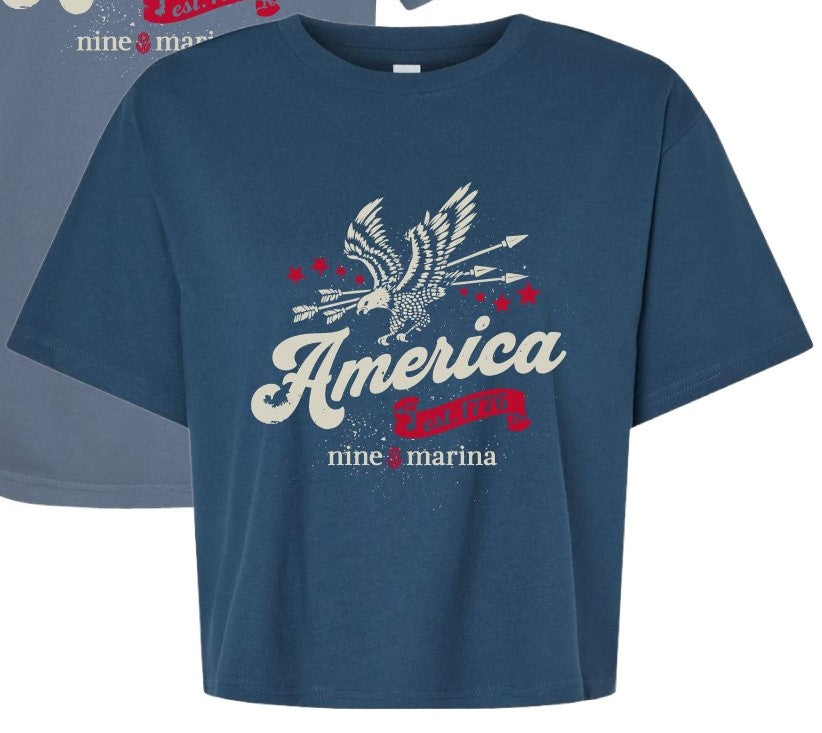 BRANDED - EAGLE AMERICA EST. 1776 NAVY CROP & TEE