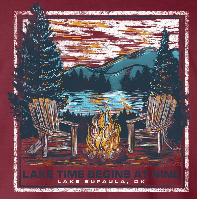 LONGSLEEVE & TEE - LAKE TIME CAMPFIRE ON CRIMSON & CHILI