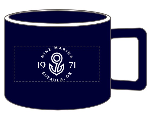 COFFEE CUP - 12oz Navy Mug White Badge Logo