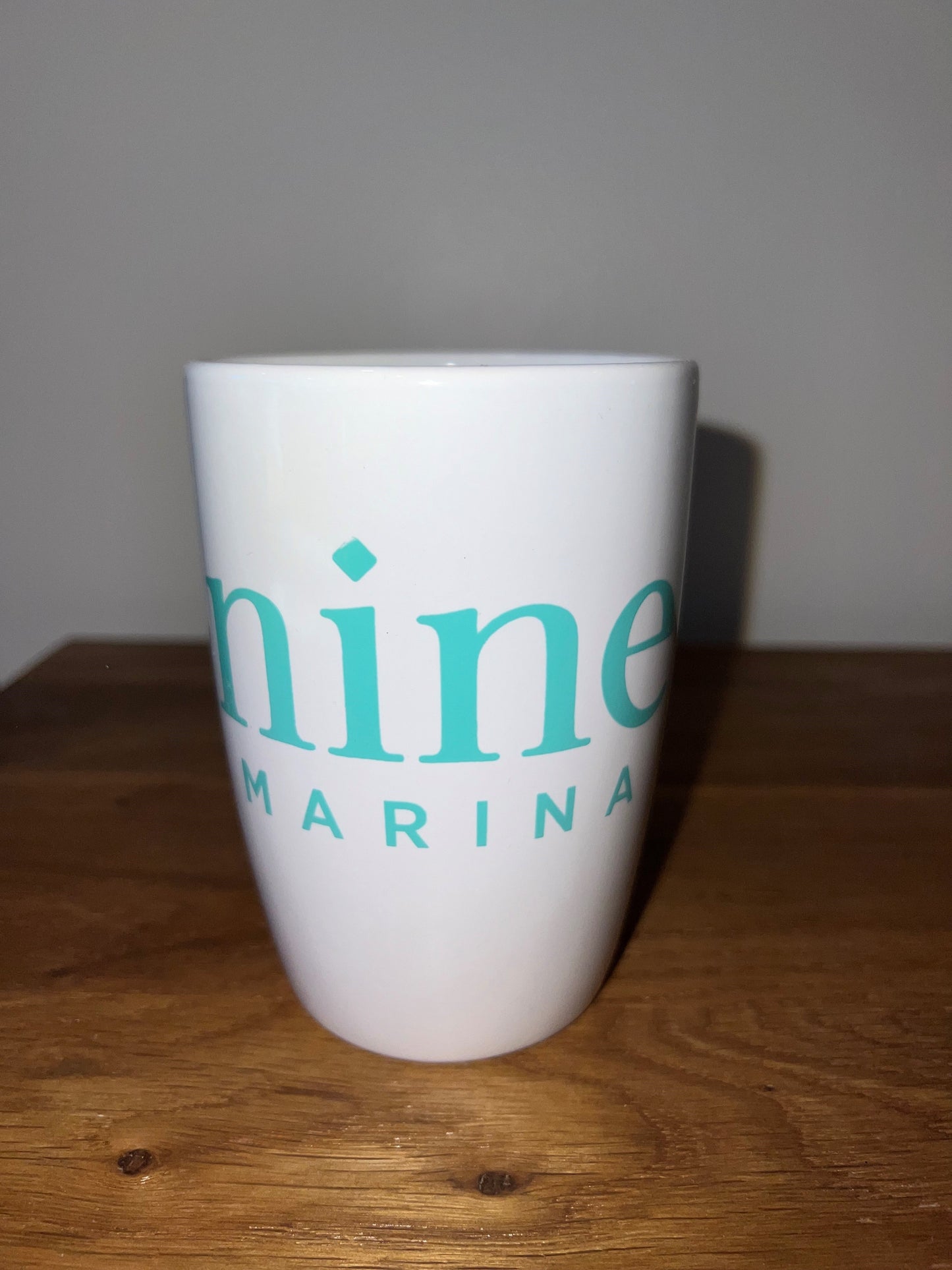 COFFEE CUP - 14oz White Mug Turq Stacked Nine