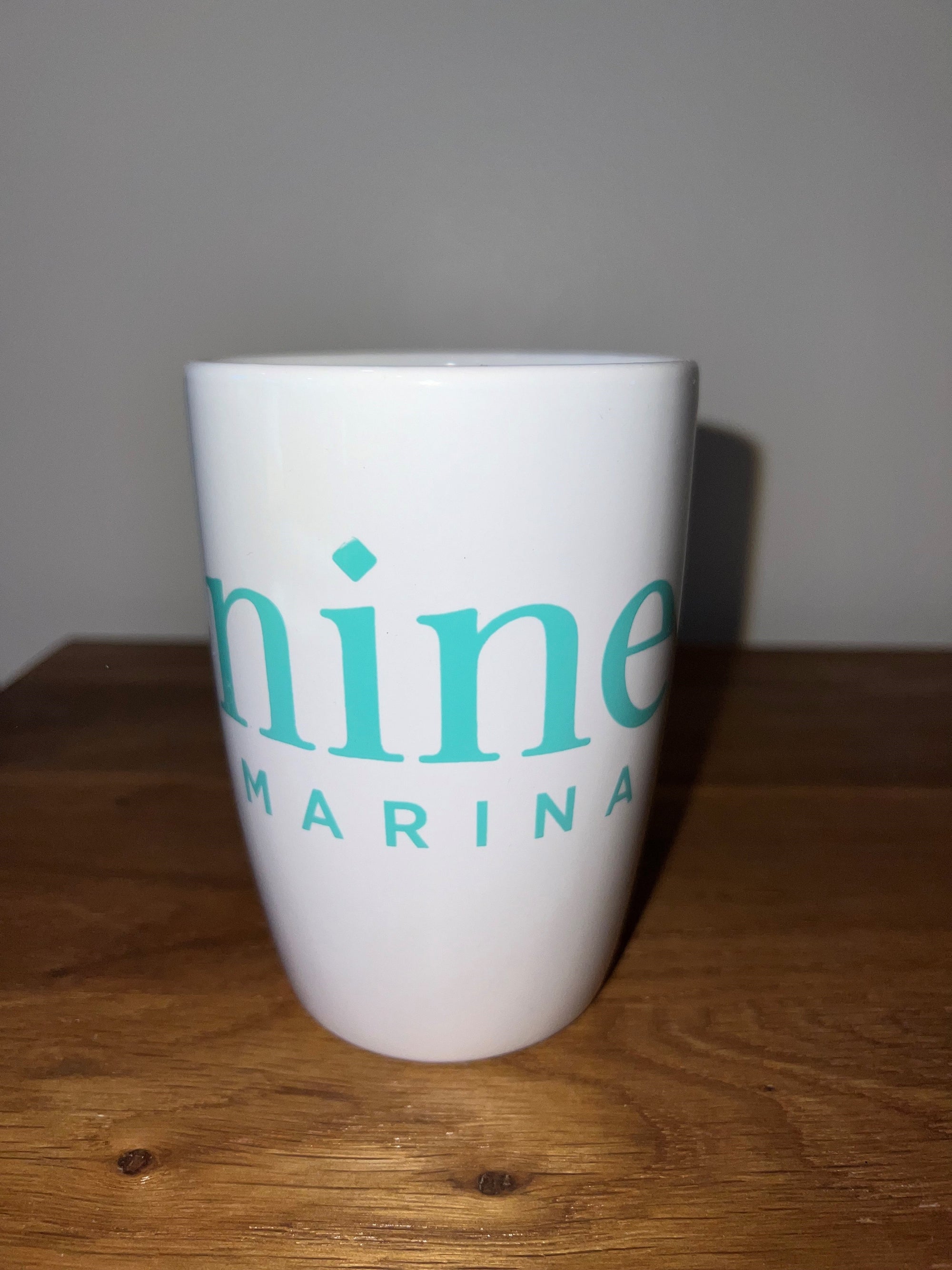 COFFEE CUP - 14oz White Mug Turq Stacked Nine