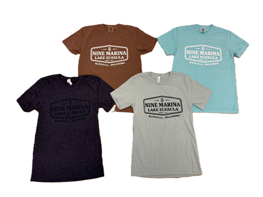 BRANDED - 1971 LABEL T-SHIRT TURQ/CHOC/NAVY/DUSTY BLUE