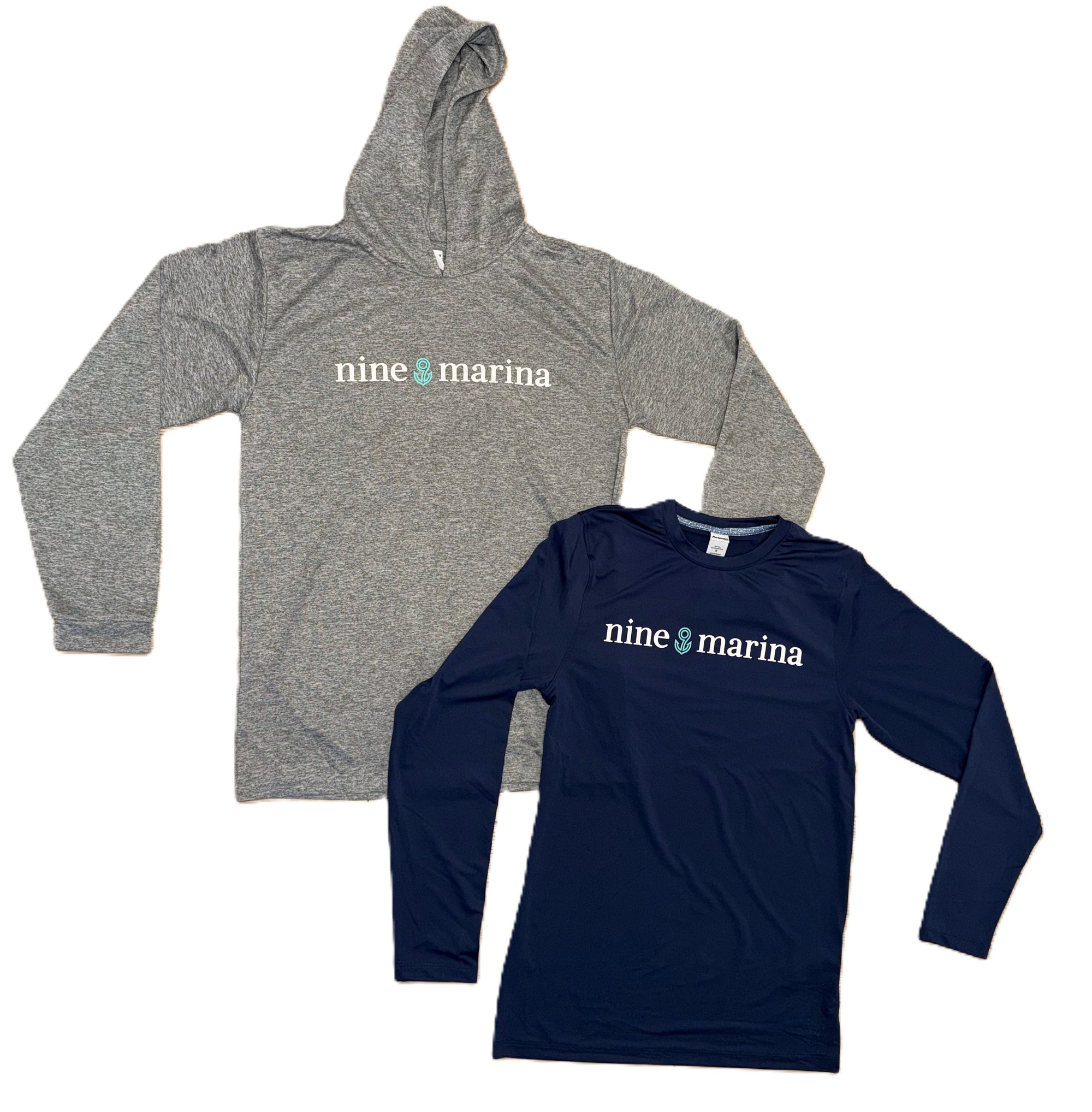 BRANDED - HORIZONTAL 9 LOGO SUNSHIRTS NAVY/GREY