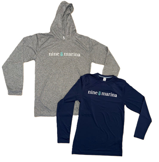 BRANDED - HORIZONTAL 9 LOGO SUNSHIRTS NAVY/GREY