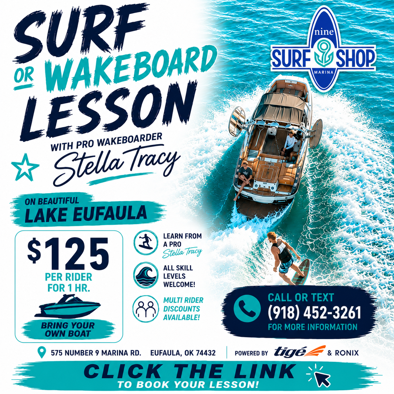 SURF/WAKE LESSON - BRING YOUR OWN BOAT
