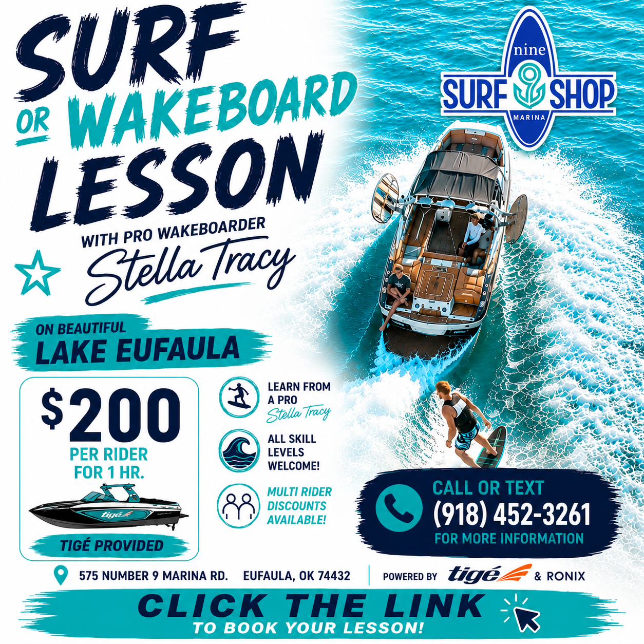 SURF/WAKE LESSON - TIGE PROVIDED