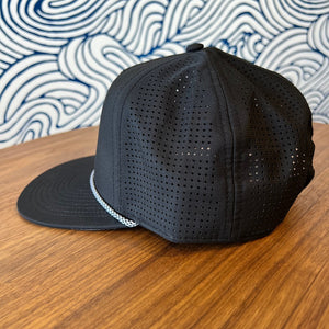 ROPE HAT BLACK W/ WHITE TURQ BADGE LOGO