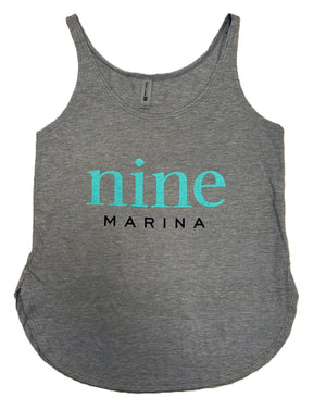 BRANDED - NINE MARINA STACKED WOMEN'S FLOWY TANK GREY/WHITE