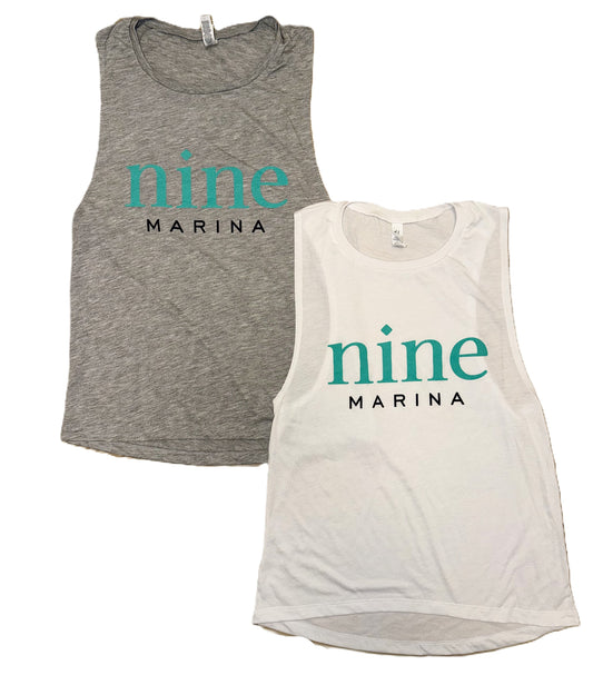 BRANDED - NINE MARINA STACKED MEN'S MUSCLE TANK GREY/WHITE