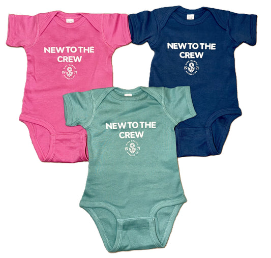 BRANDED - INFANT NEW TO THE CREW ONESIE