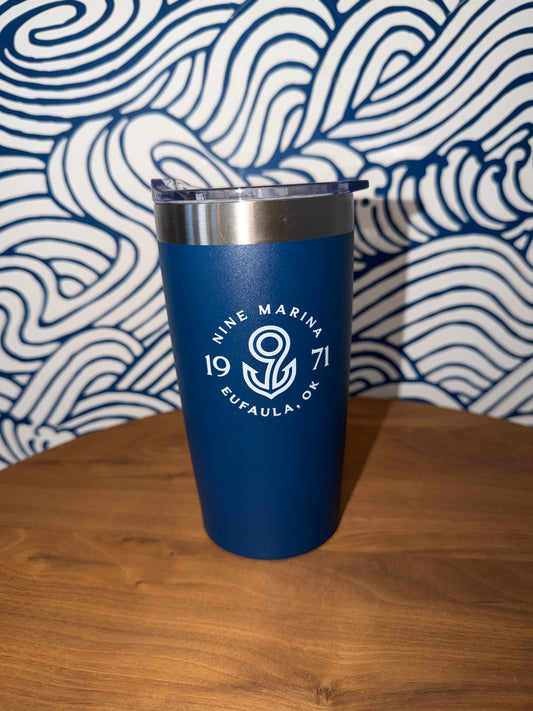 BRANDED - TUMBLER 18oz NAVY W/ WHITE BADGE LOGO