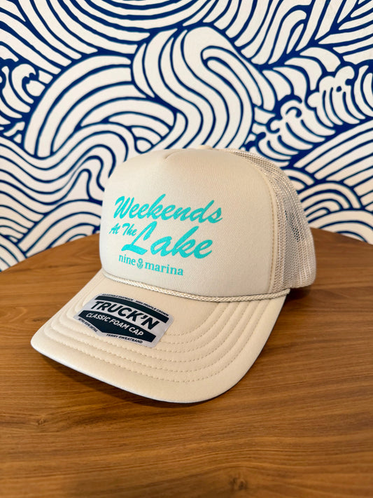 BRANDED - HAT 9 WEEKENDS AT THE LAKE TURQ/CREAM