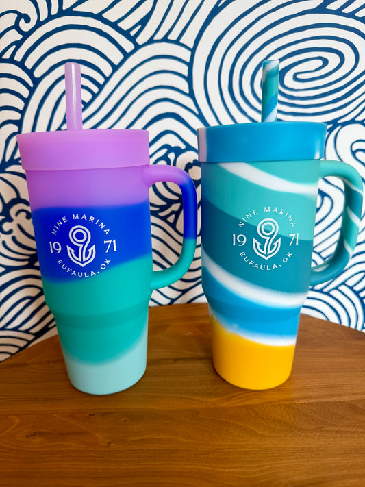 SILIPINT - WHITE 9 BADGE LOGO ON 32OZ SILICONE TUMBLER