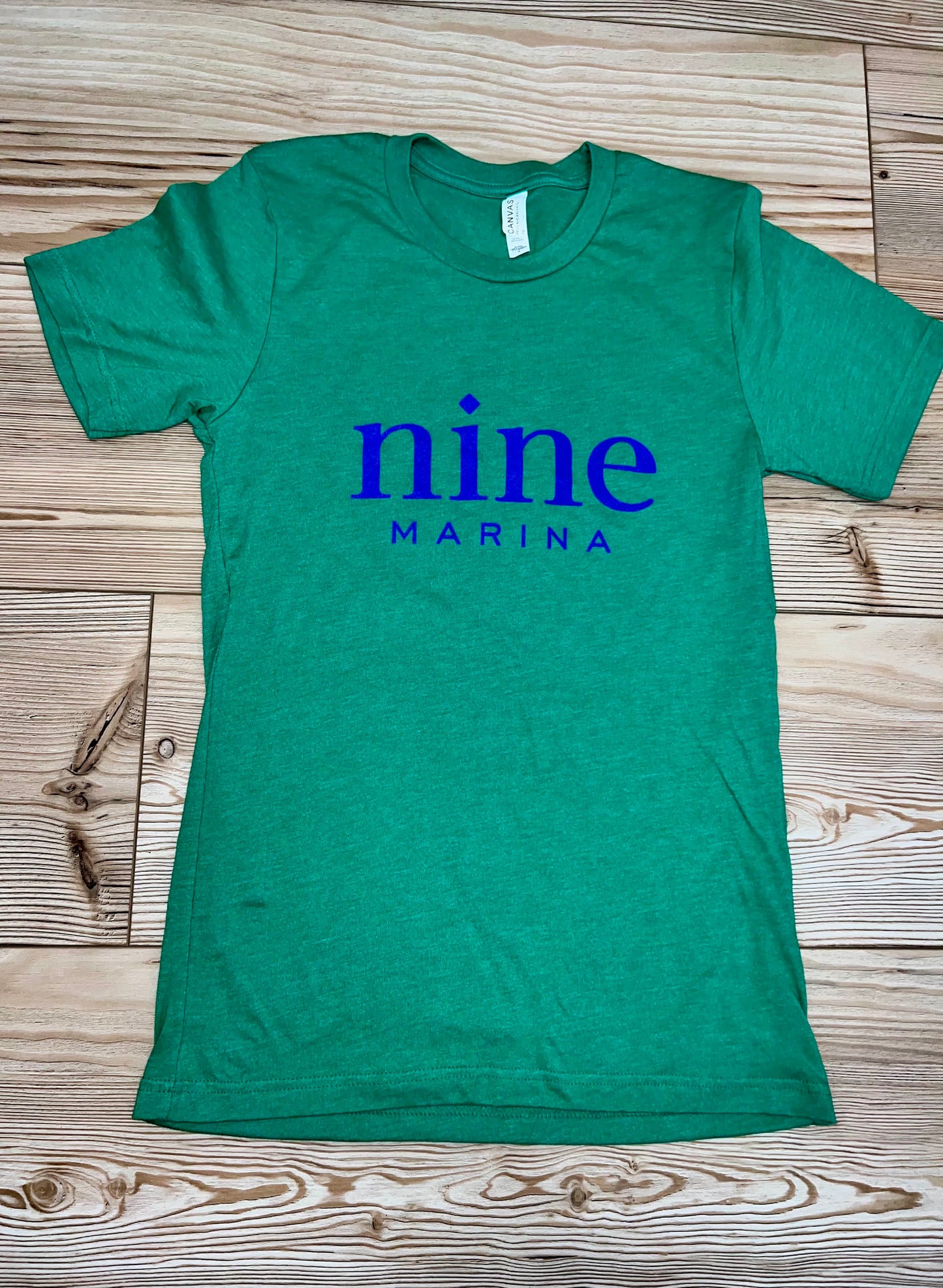 BRANDED TEE - COBALT STACKED NINE ON GREEN/ORANGE