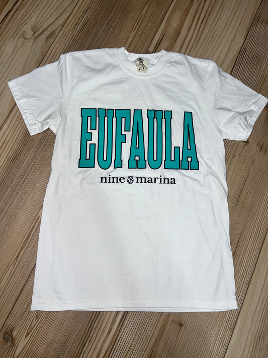 BRANDED TEE - EUFAULA TURQ ON WHITE TEE/TANK