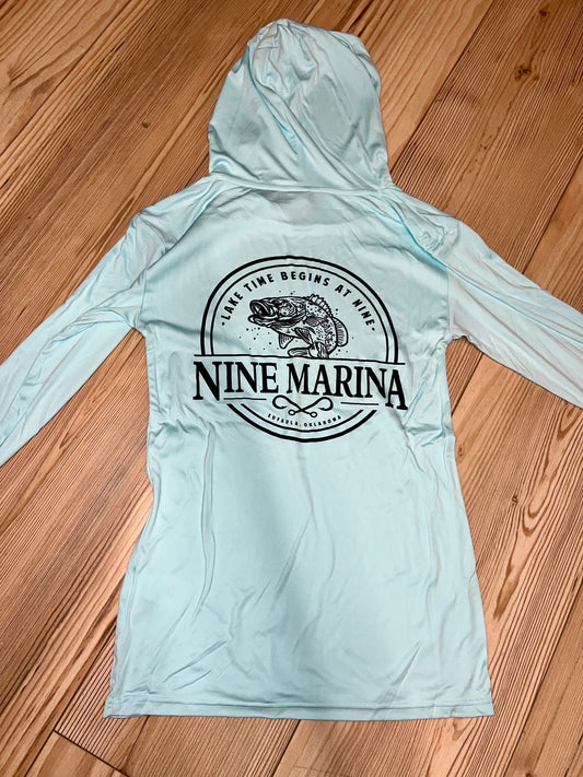 BRANDED SUNSHIRT - LAKE TIME BEGINS AT NINE BASS SUNSHIRT