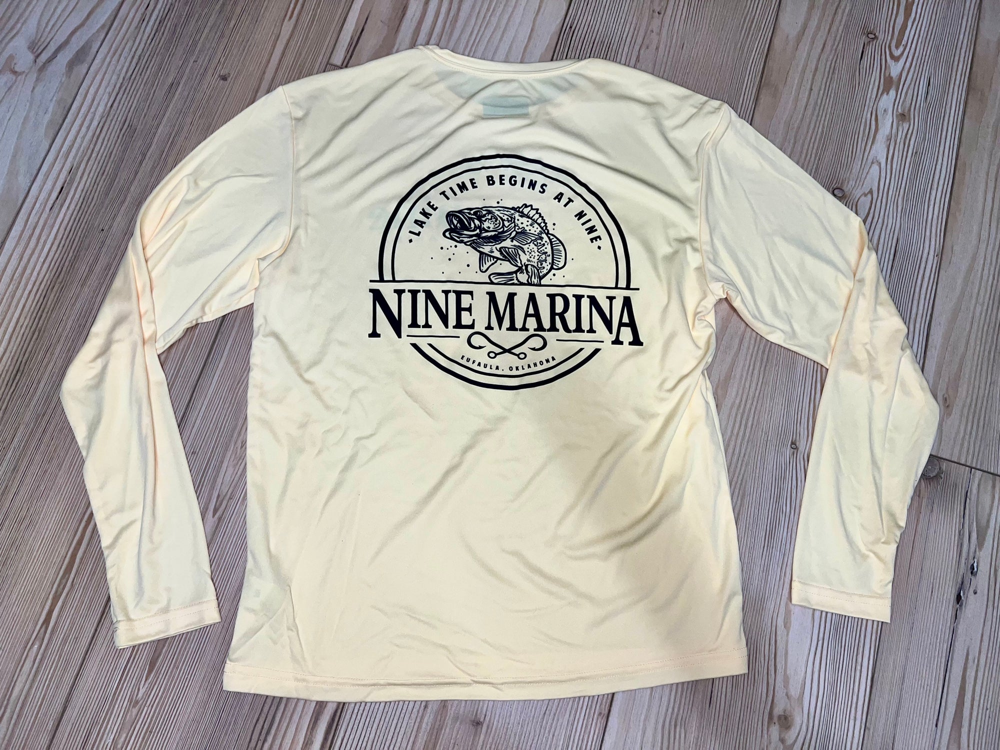 BRANDED SUNSHIRT - LAKE TIME BEGINS AT NINE BASS SUNSHIRT