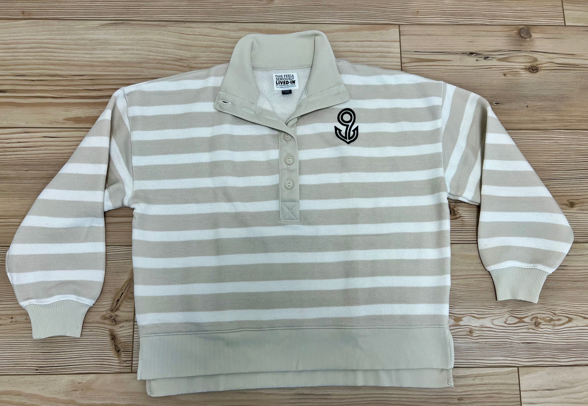 SWEATSHIRT '25 - AE STRIPED 9 PULLOVER NAVY/CREAM