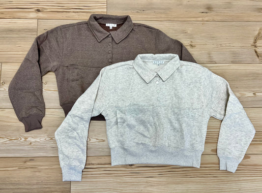 HYFVE - 1/4 BUTTON CROPPED PULLOVER