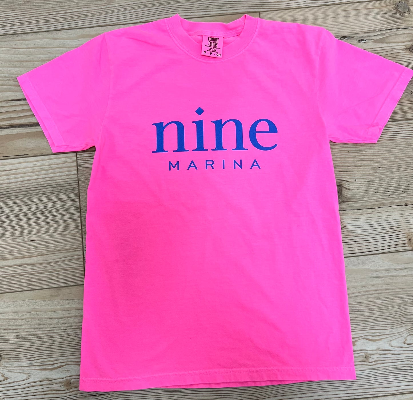 BRANDED TEE - STACKED LOGO ON NEON PINK/MINT/BUTTER