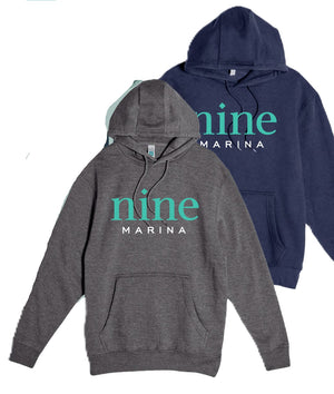 HOODIE '25 - 2 TONE NINE ON GREY & NAVY