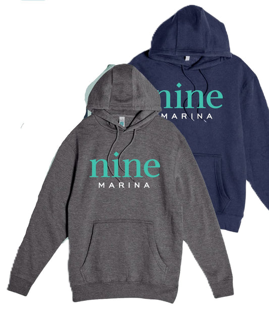 HOODIE '25 - 2 TONE NINE ON GREY & NAVY