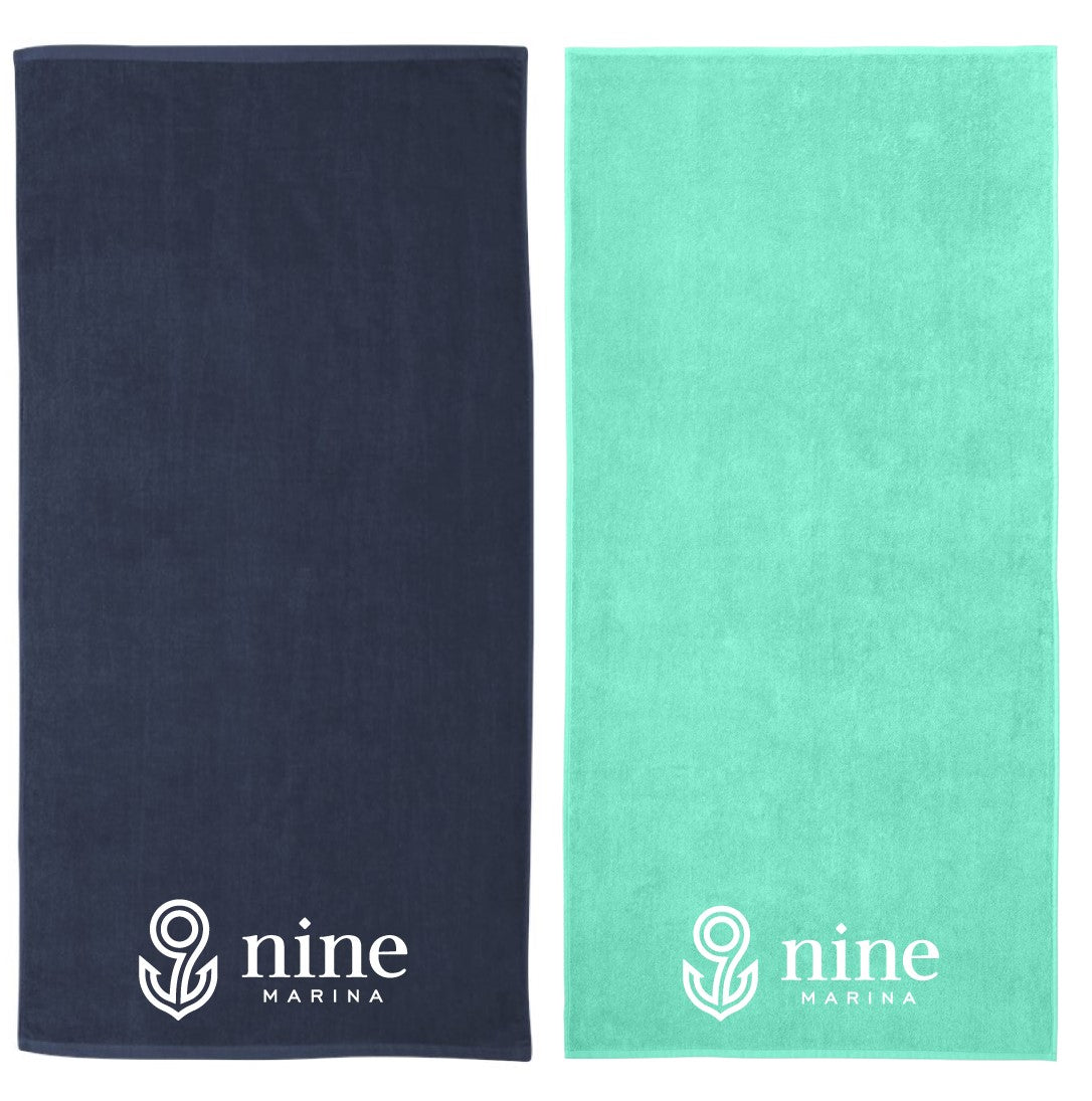 BRANDED - NAVY/TURQ BEACH TOWEL