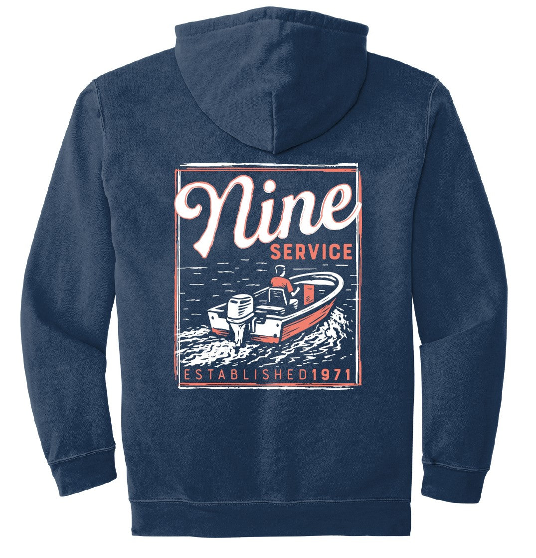 HOODIE '25 - NINE SERVICE CORAL BOAT NAVY HOODIE