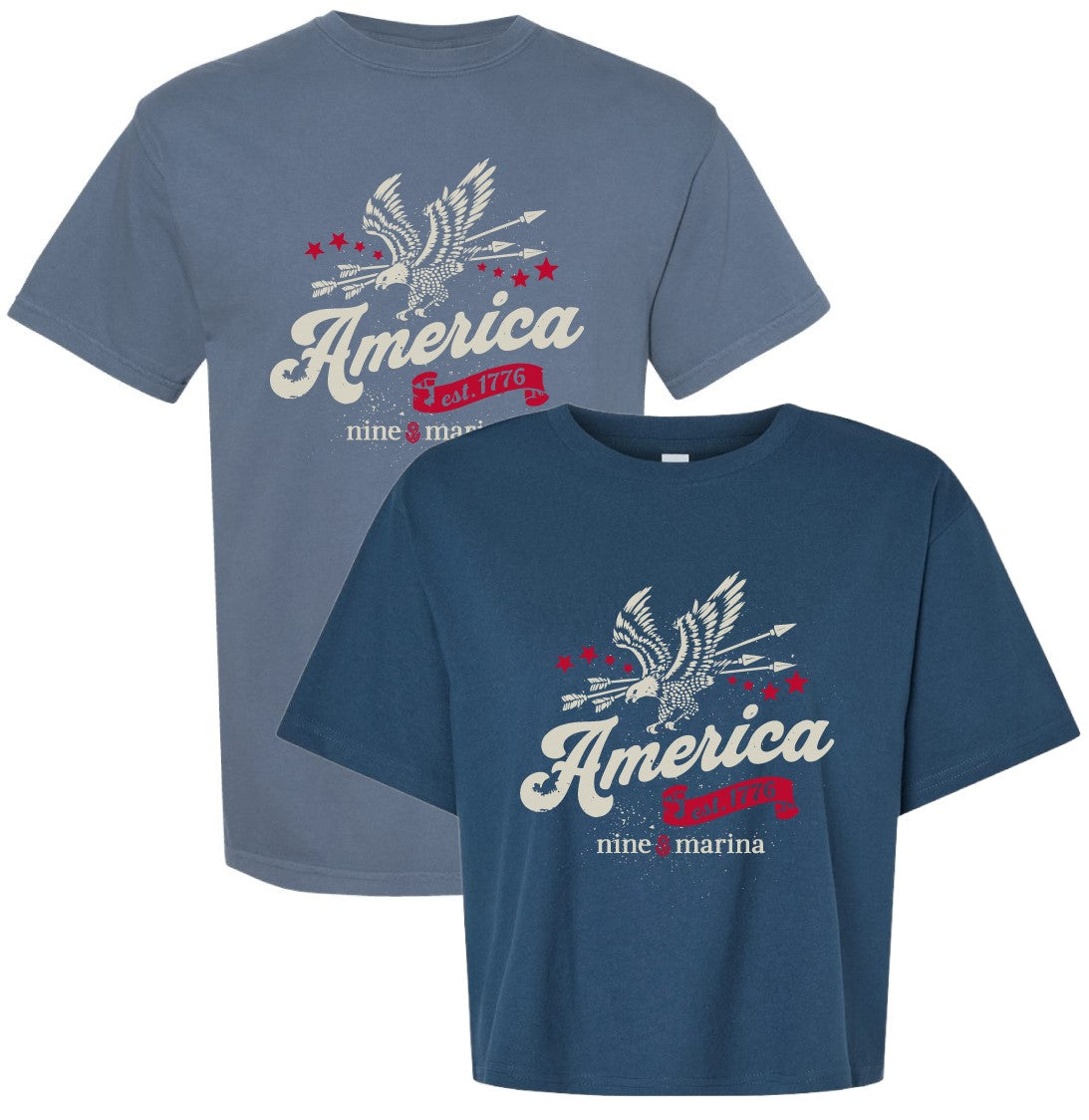 BRANDED - EAGLE AMERICA EST. 1776 NAVY CROP & TEE