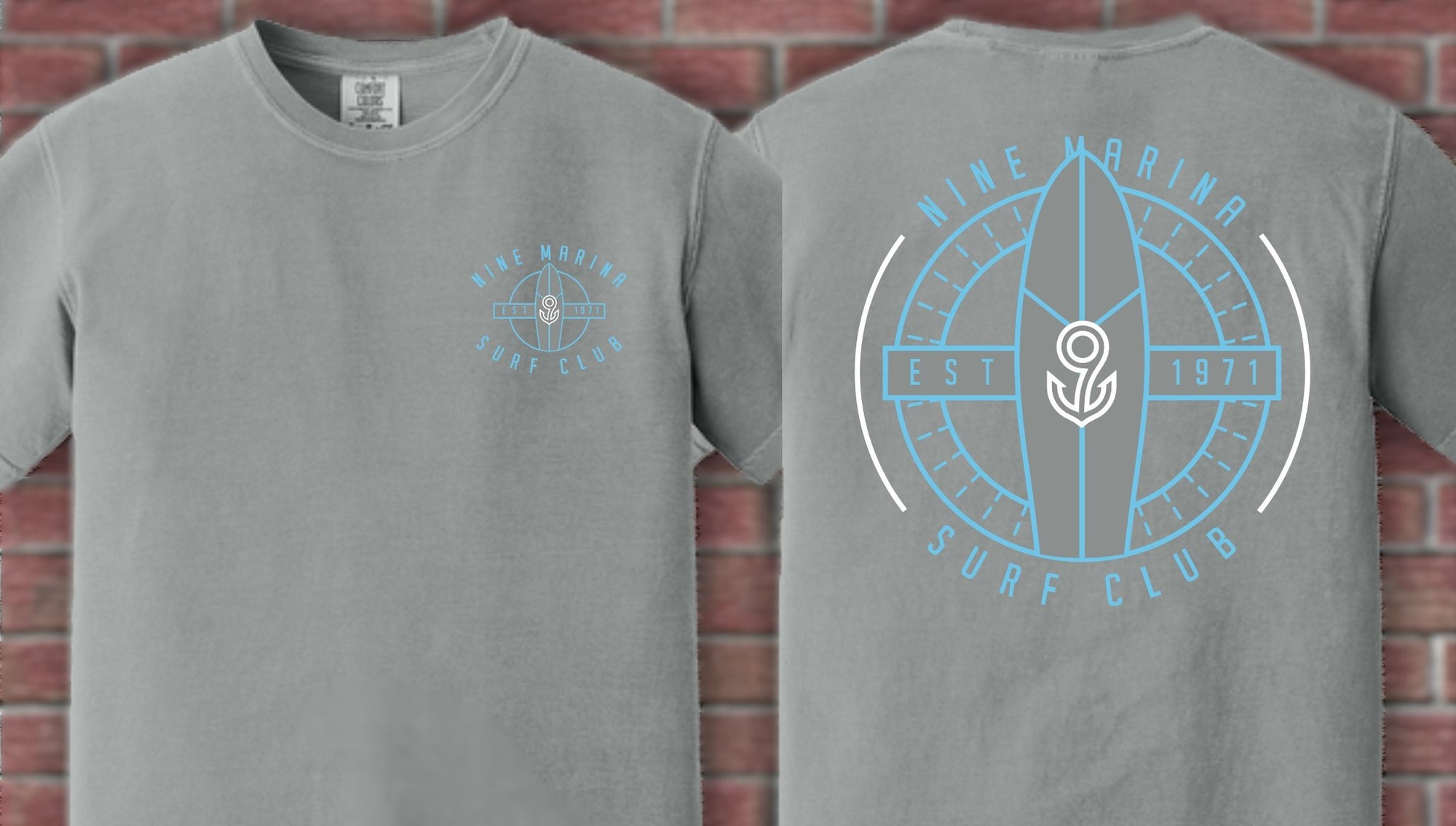 BRANDED - NINE SURF CLUB T-SHIRT BLUE & GREY