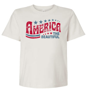 BRANDED TEE - AMERICA THE BEAUTIFUL BOXY DNM/WHT