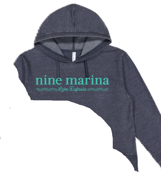 HOODIE - LAKE EUFAULA WAVES TURQ ON CREAM & NAVY