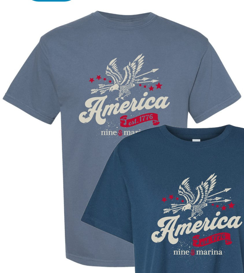 BRANDED - EAGLE AMERICA EST. 1776 NAVY CROP & TEE