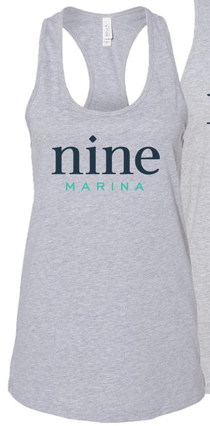 BRANDED LADIES TANK - HEATHER GRAY W/ STACKED LOGO