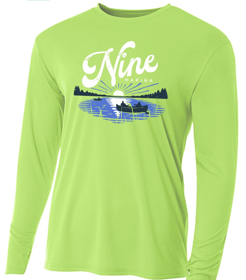 NODUS - LIME GREEN SUNSHIRT W/ LAKE SCENE