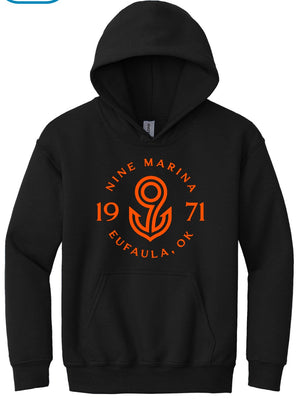 YOUTH HOODIE BLACK/OSU ORANGE BADGE LOGO WINTER '24