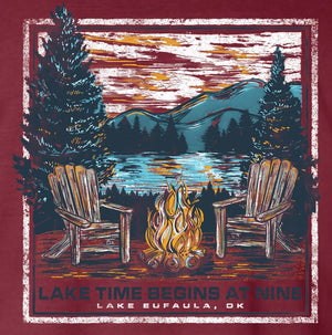 LONGSLEEVE & TEE - LAKE TIME CAMPFIRE ON CRIMSON & CHILI