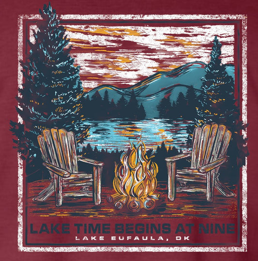 LONGSLEEVE & TEE - LAKE TIME CAMPFIRE ON CRIMSON & CHILI