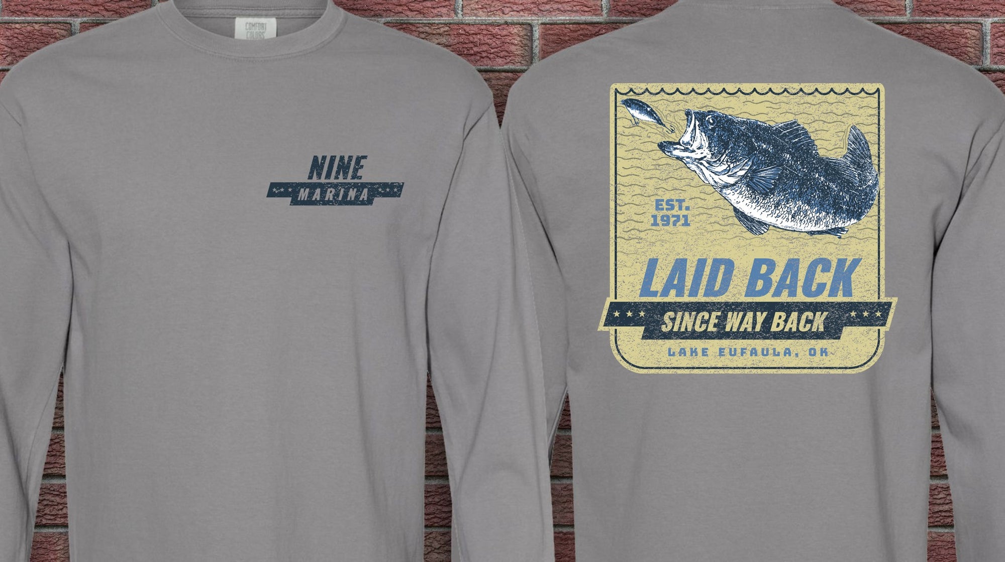 LONGSLEEVE - LAID BACK BASS DESIGN IVORY/GRANITE