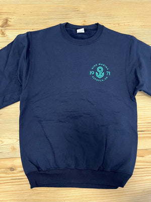 CREWNECK NAVY W/ 9 ANCHOR WAVES TURQ WINTER '24