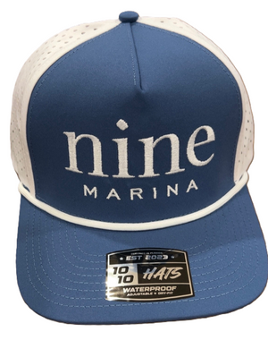 1010/26 - WHITE STACKED NINE MARINA EMBROIDERED HAT