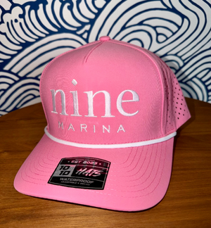 1010/26 - WHITE STACKED NINE MARINA EMBROIDERED HAT