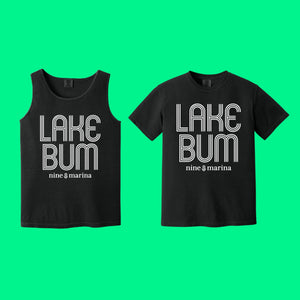 BRANDED - GLOW LAKE BUM 9 BLACK TEE & TANK