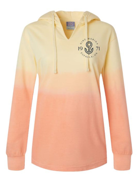 HOODIE - OMBRE GREY & CREAMSICLE W/ BADGE LOGO