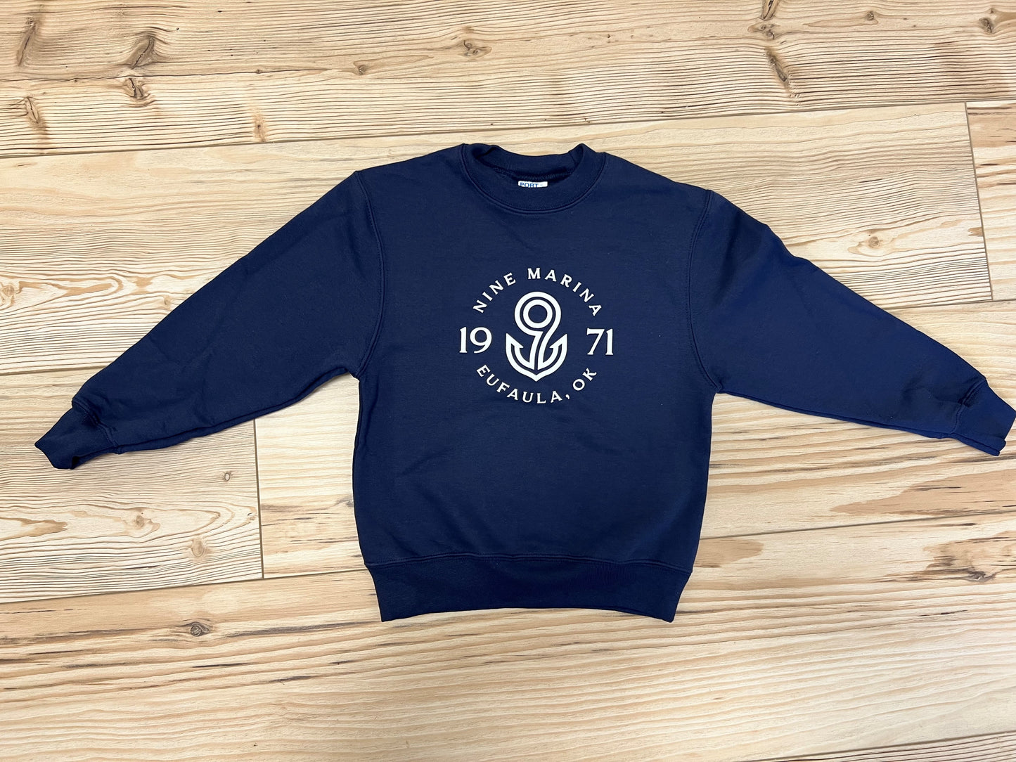 YOUTH CREWNECK NAVY W/ WHITE BADGE LOGO WINTER '24