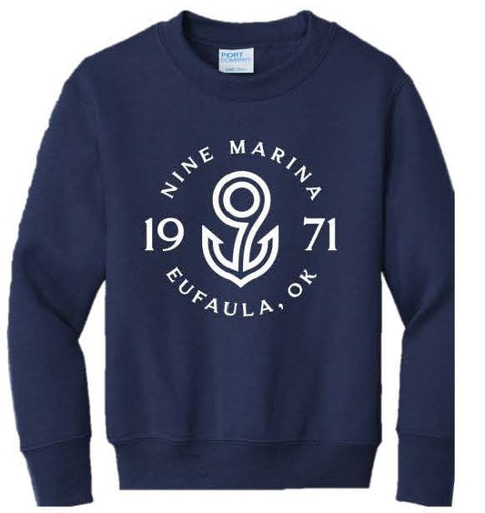 YOUTH CREWNECK NAVY W/ WHITE BADGE LOGO WINTER '24