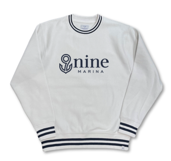 STRIPE SWEATSHIRT '25 - 9 NINE WHITE & NAVY